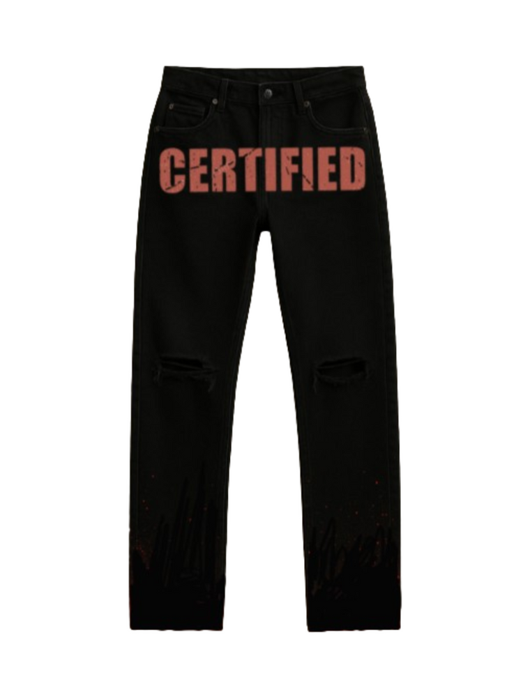'Certified' black denim